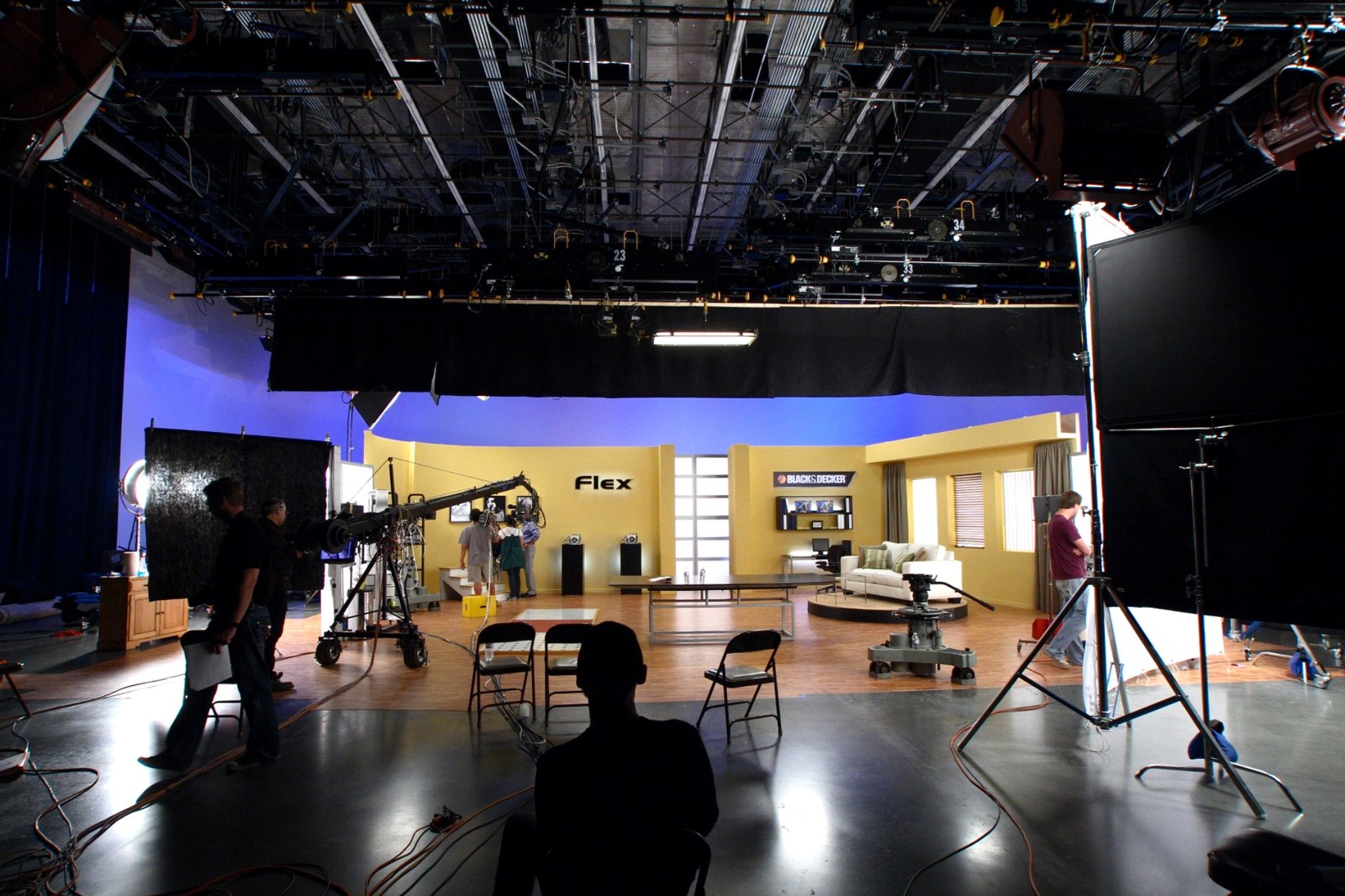 The Black & Decker Flex commercial set, seen from behind the cameras.