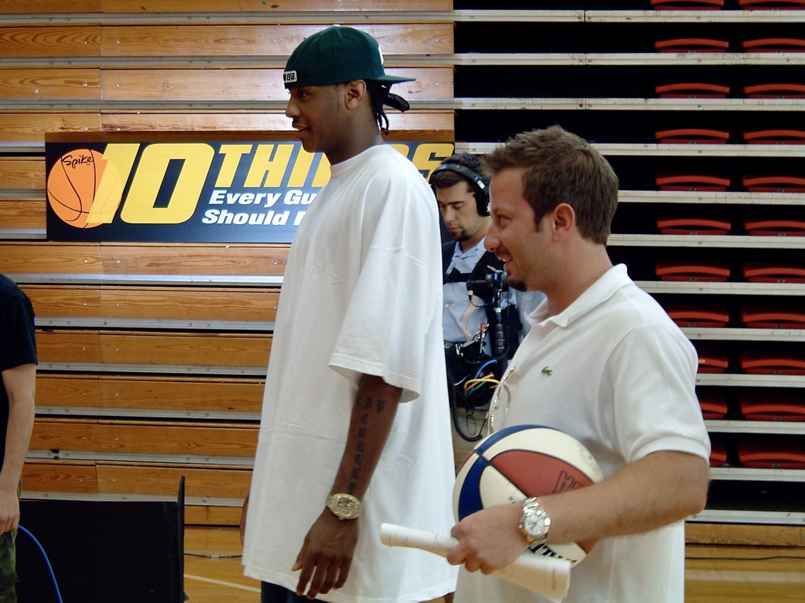 Sergio Myers with basketball player Carmelo Anthony during production.
