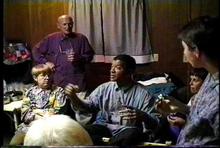 A group conversation in archival footage